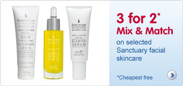 three for two mix and match on selected sanctuary facial skincare